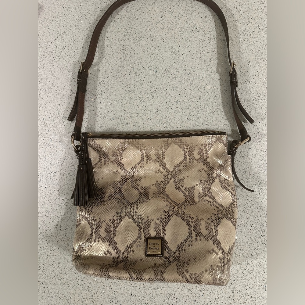 Dooney & Bourke Beige Snake Print Crossbody Bag Hobo Bag